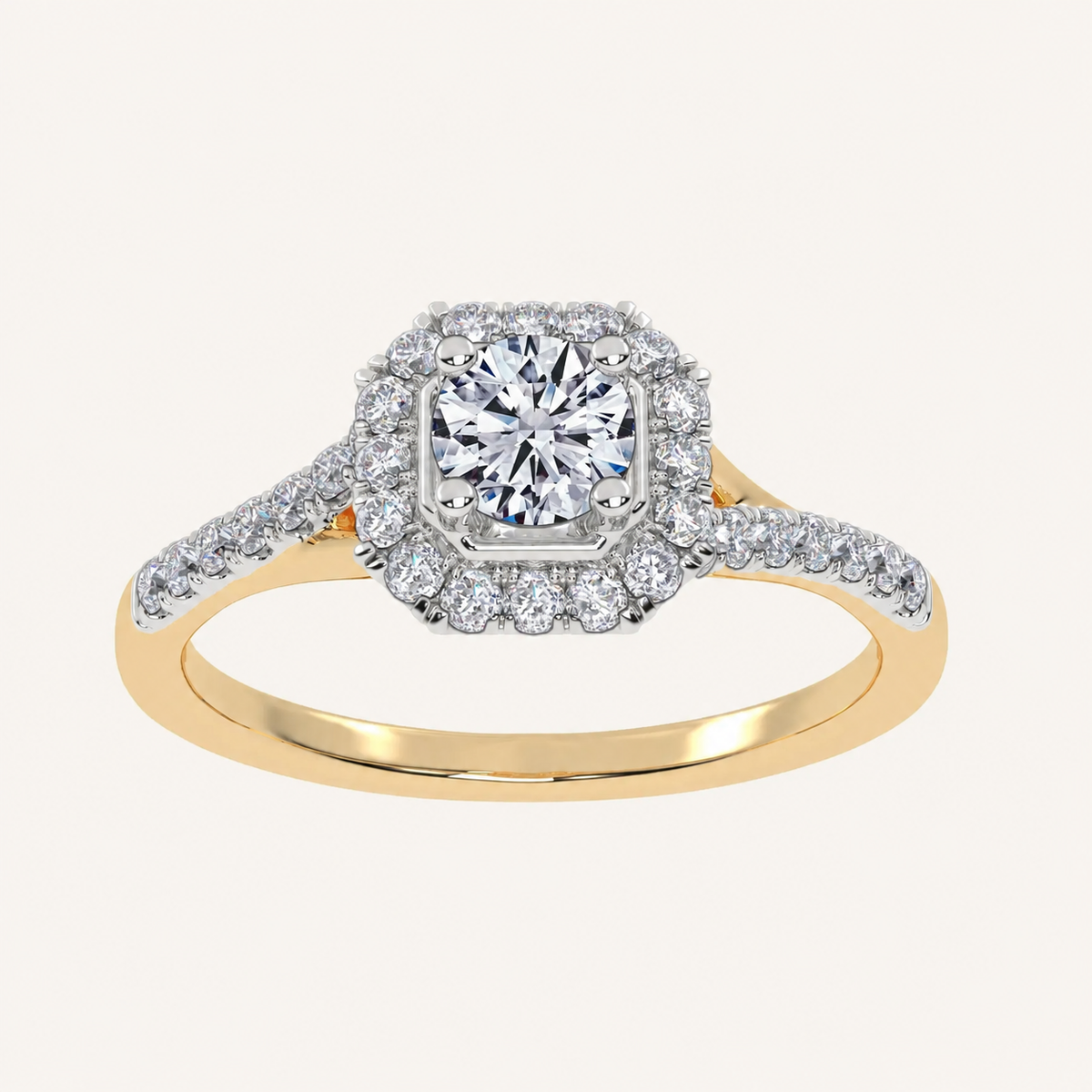 0.50 CT Round Cut Diamond Promise Halo Ring