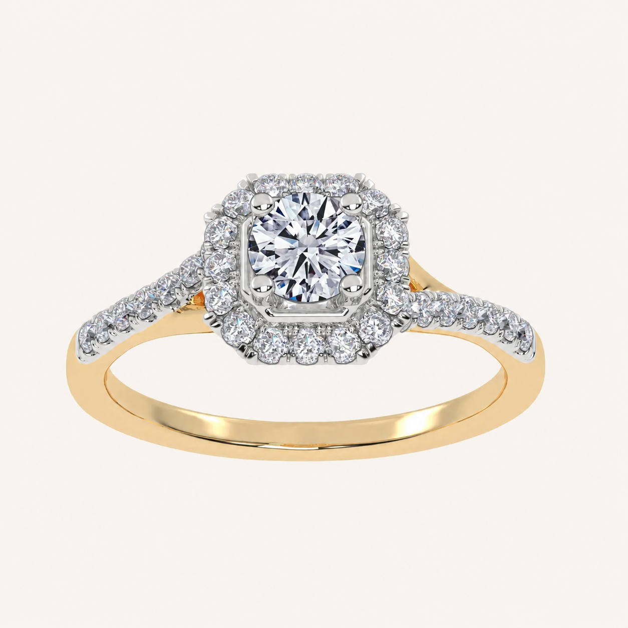0.50 CT Round Cut Diamond Promise Halo Ring