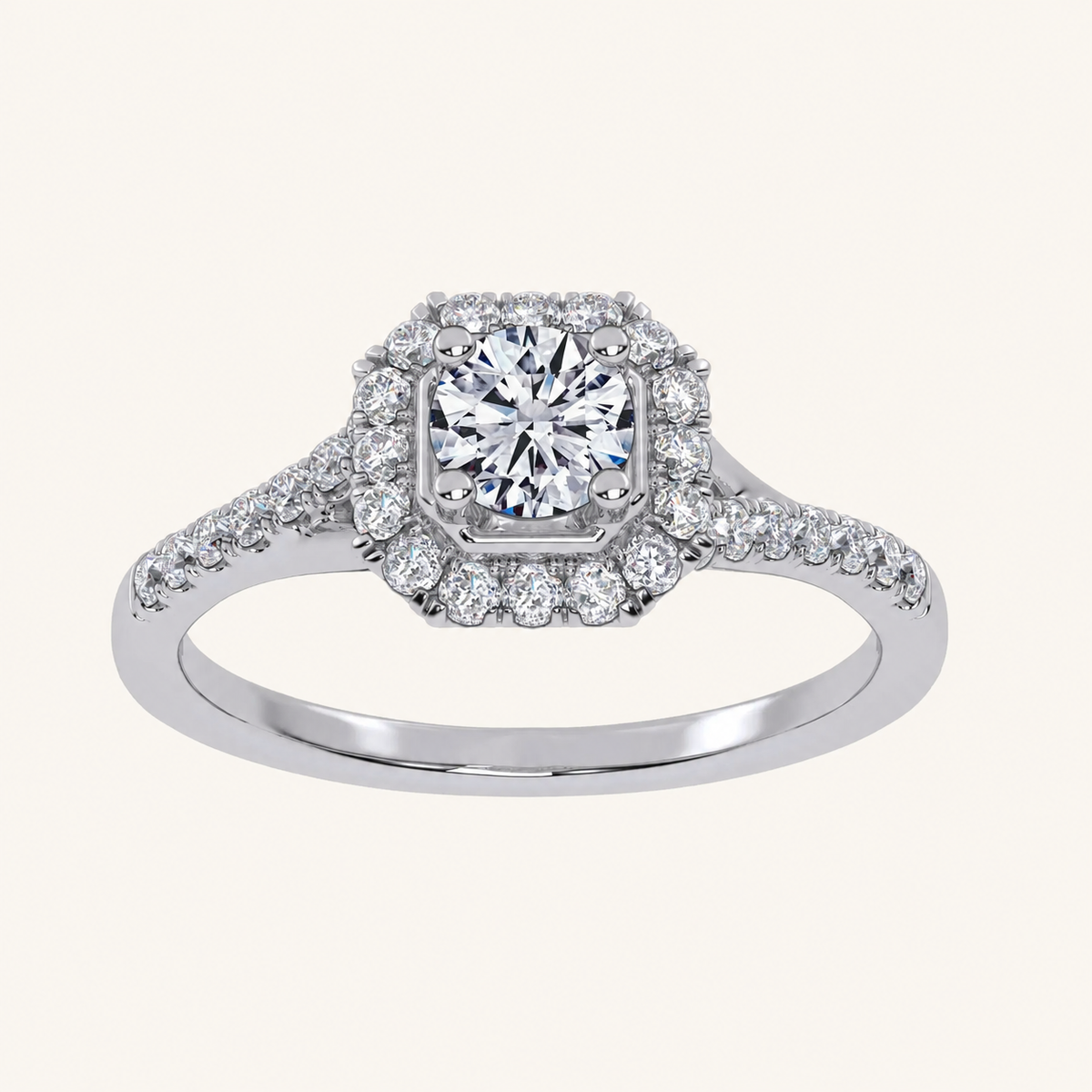 0.50 CT Round Cut Diamond Promise Halo Ring