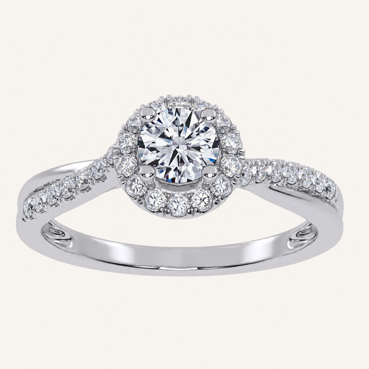 0.50 CT Round Lab Grown Diamond Promise Halo Ring