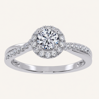 0.50 CT Round Lab Grown Diamond Promise Halo Ring