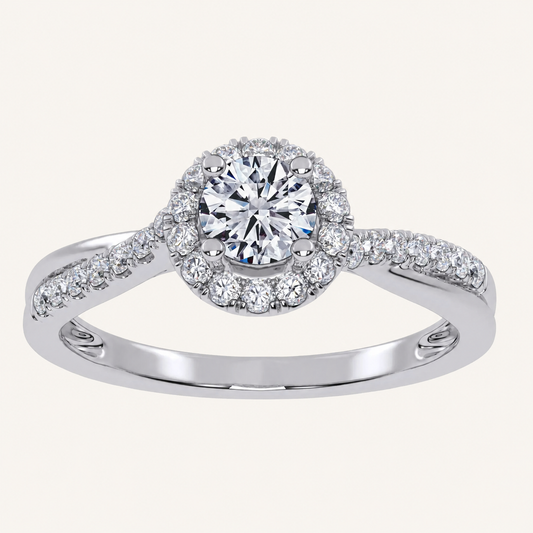 0.50 CT Round Lab Grown Diamond Promise Halo Ring
