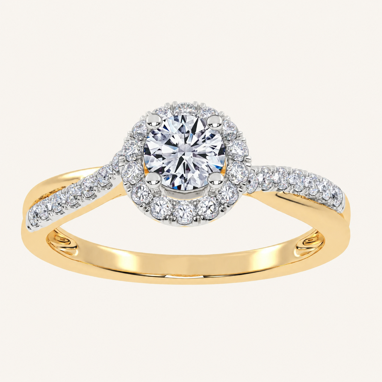 0.50 CT Round Lab Grown Diamond Promise Halo Ring