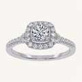 0.50 CT Round Cut Lab Grown Diamond Promise Halo Ring