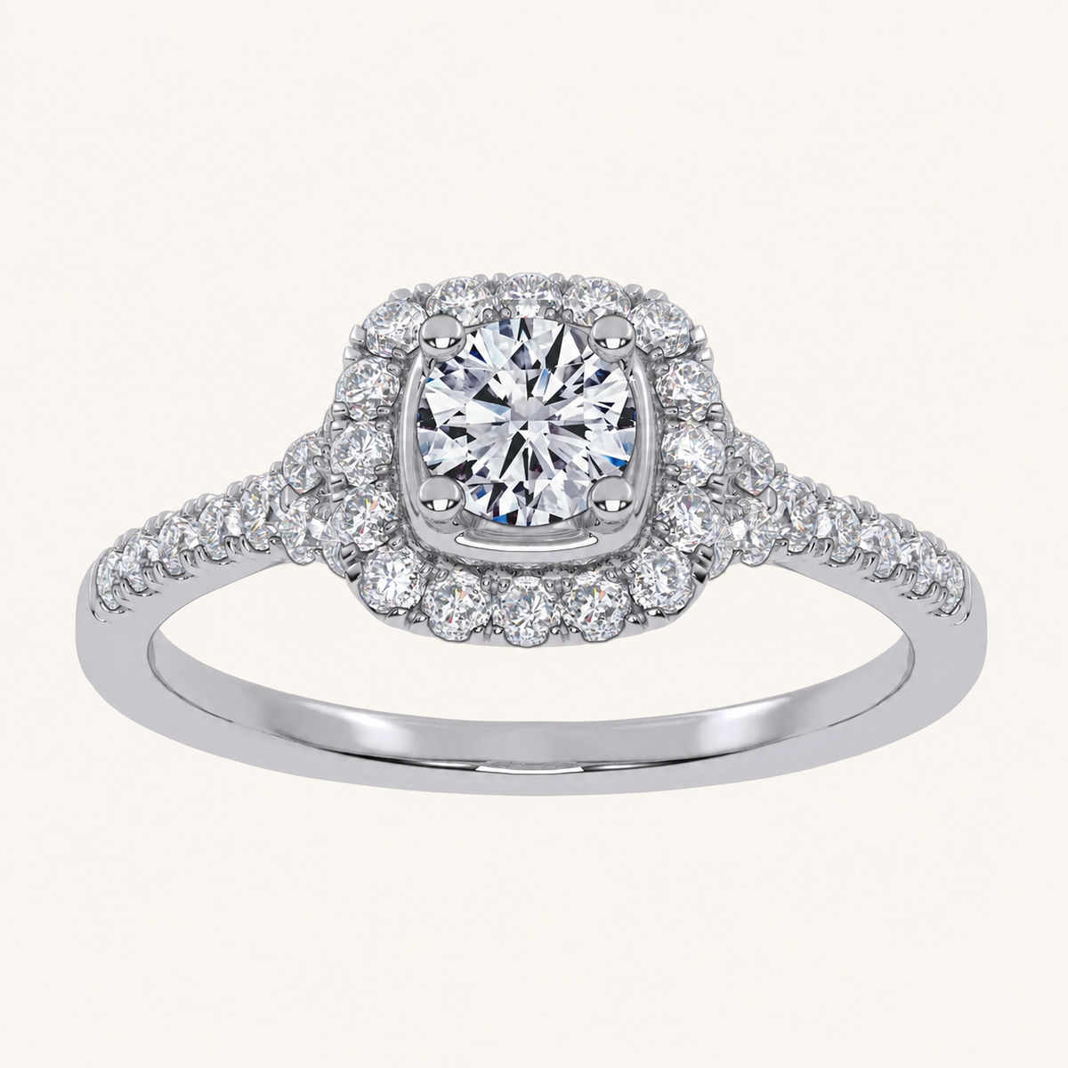 0.50 CT Round Cut Lab Grown Diamond Promise Halo Ring