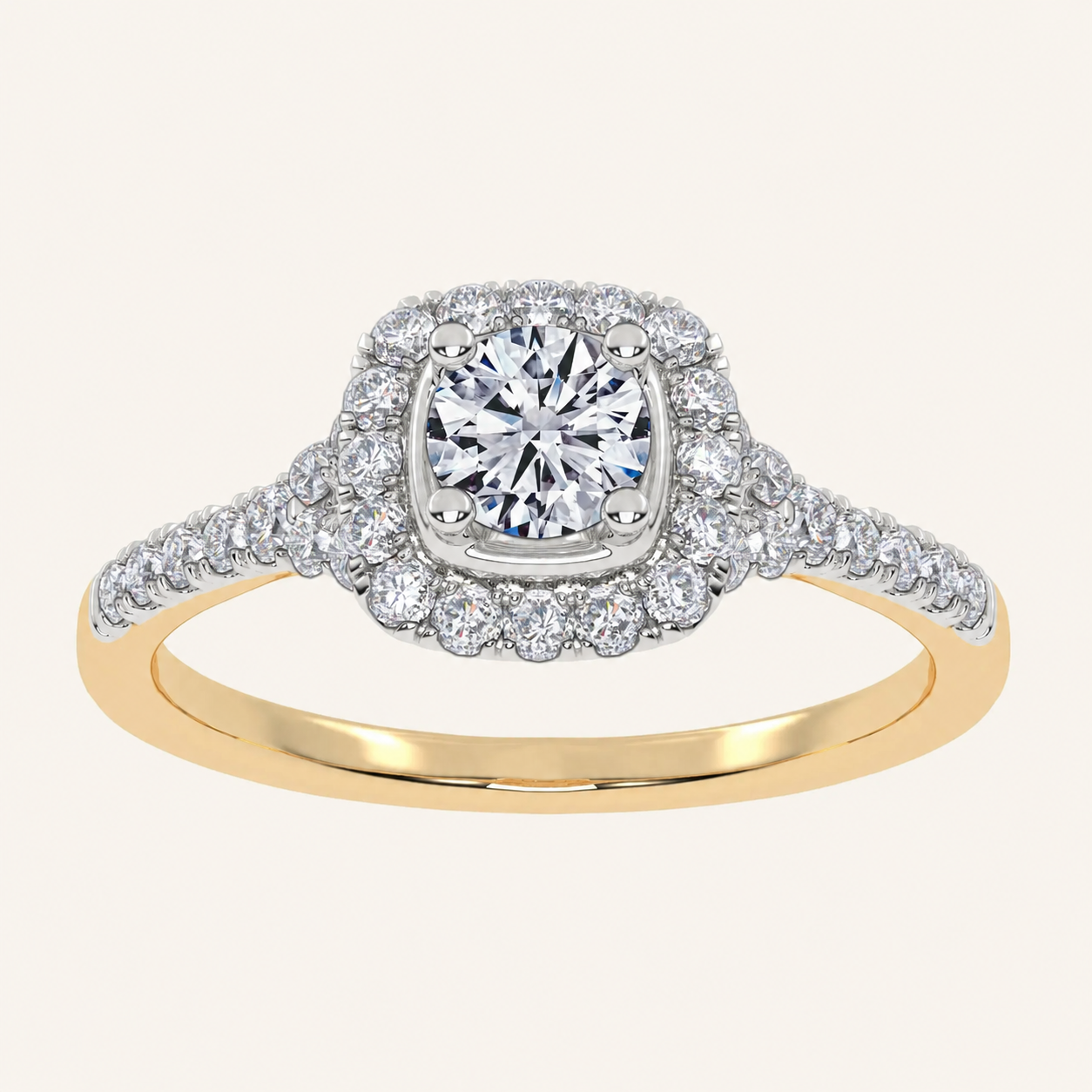 0.50 CT Round Cut Lab Grown Diamond Promise Halo Ring