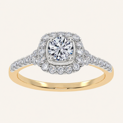 0.50 CT Round Cut Lab Grown Diamond Promise Halo Ring