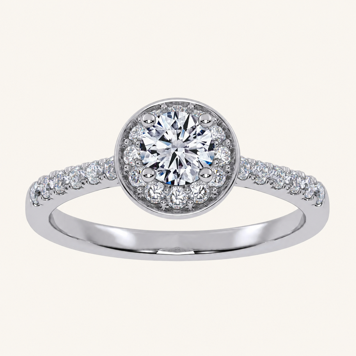 0.50 CT Round Cut Lab Grown Diamond Promise Halo Ring
