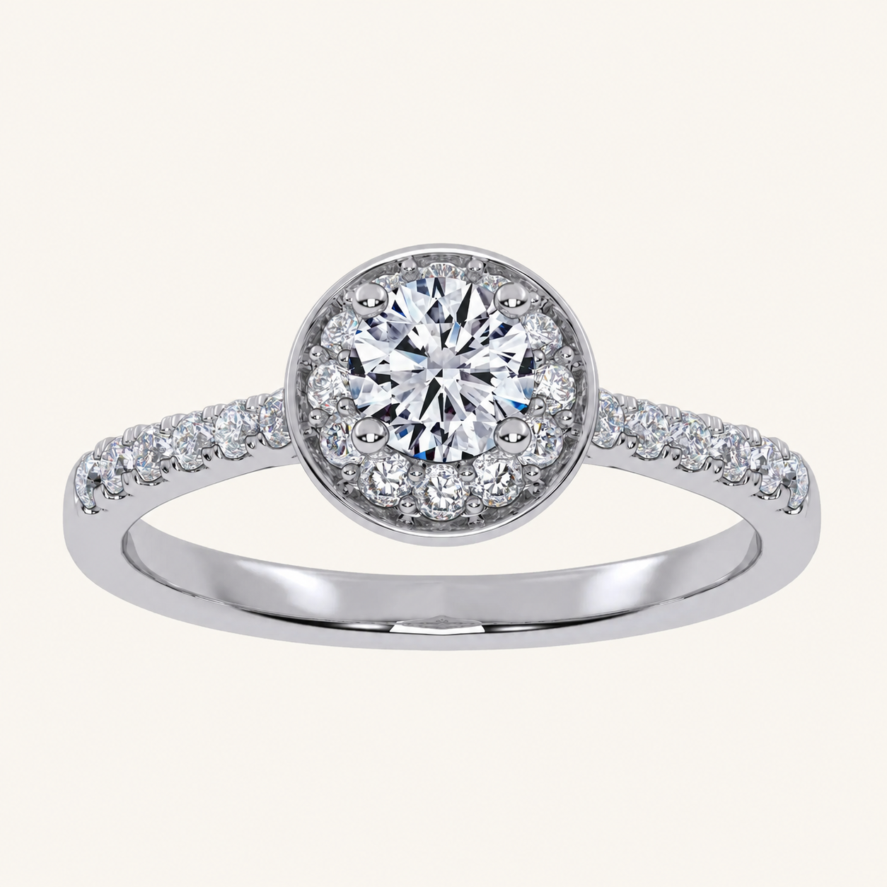 0.50 CT Round Cut Lab Grown Diamond Promise Halo Ring