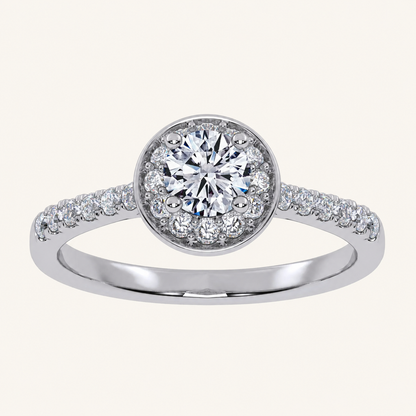 0.50 CT Round Cut Lab Grown Diamond Promise Halo Ring