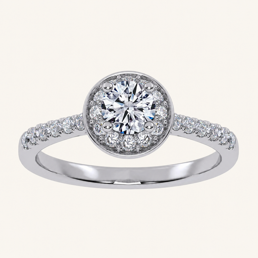 0.50 CT Round Cut Lab Grown Diamond Promise Halo Ring