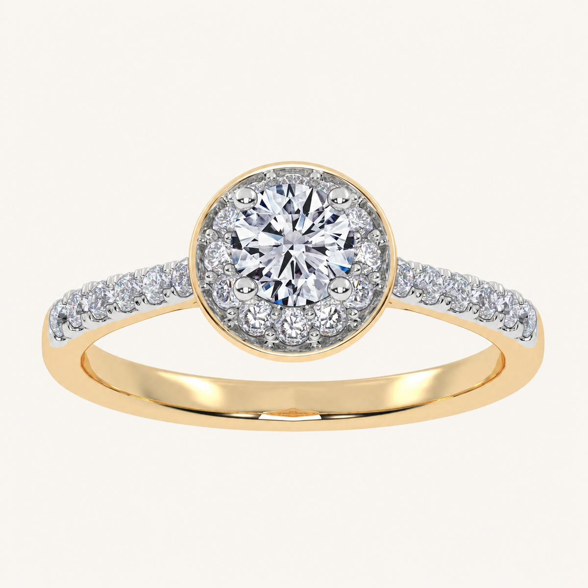 0.50 CT Round Cut Lab Grown Diamond Promise Halo Ring