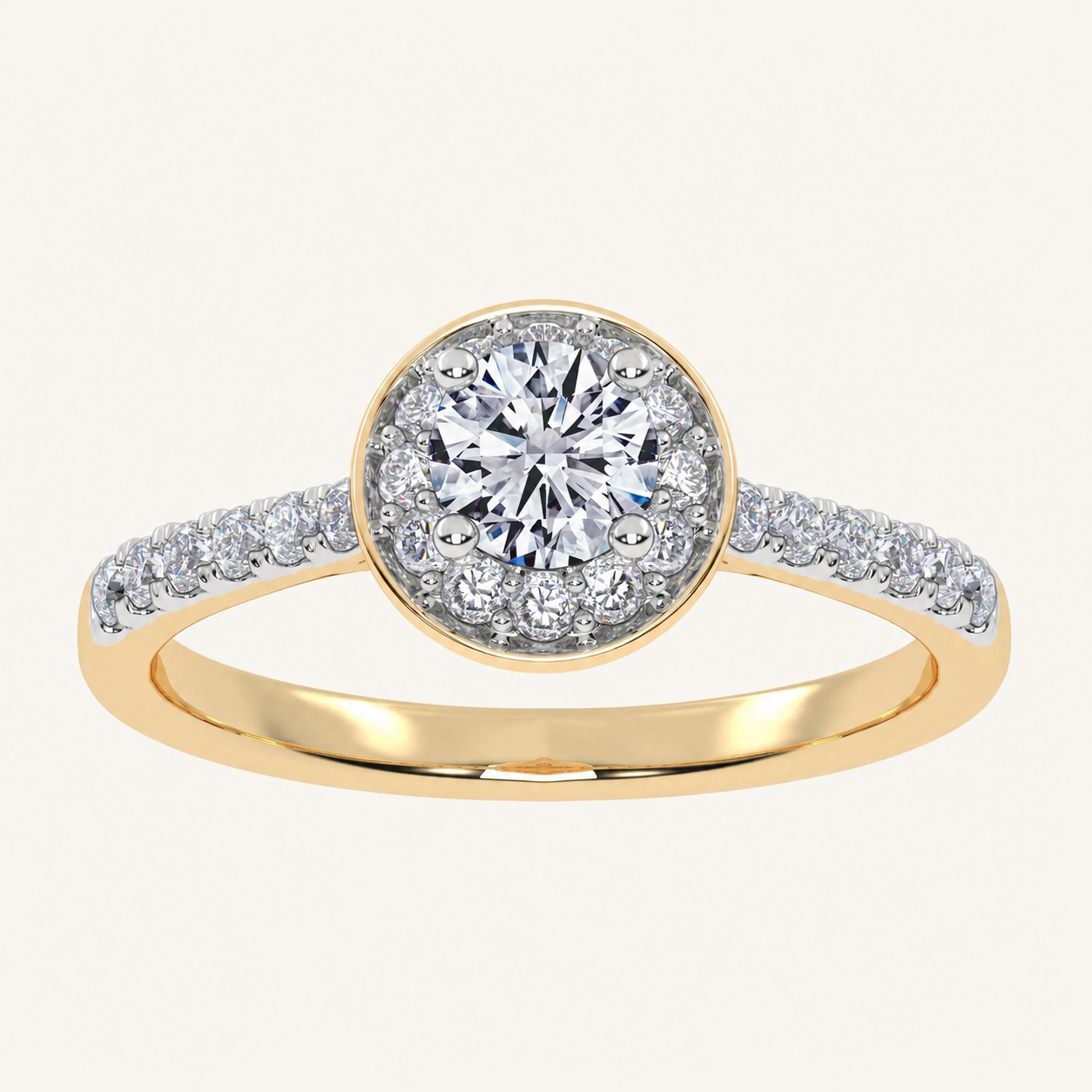 0.50 CT Round Cut Lab Grown Diamond Promise Halo Ring