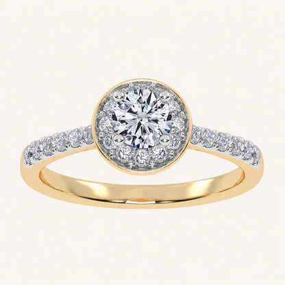 0.50 CT Round Cut Lab Grown Diamond Promise Halo Ring