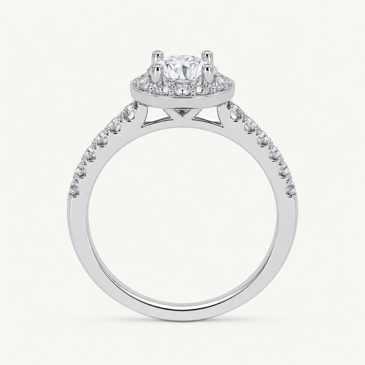 0.50 CT Round Cut Lab Grown Diamond Promise Halo Ring