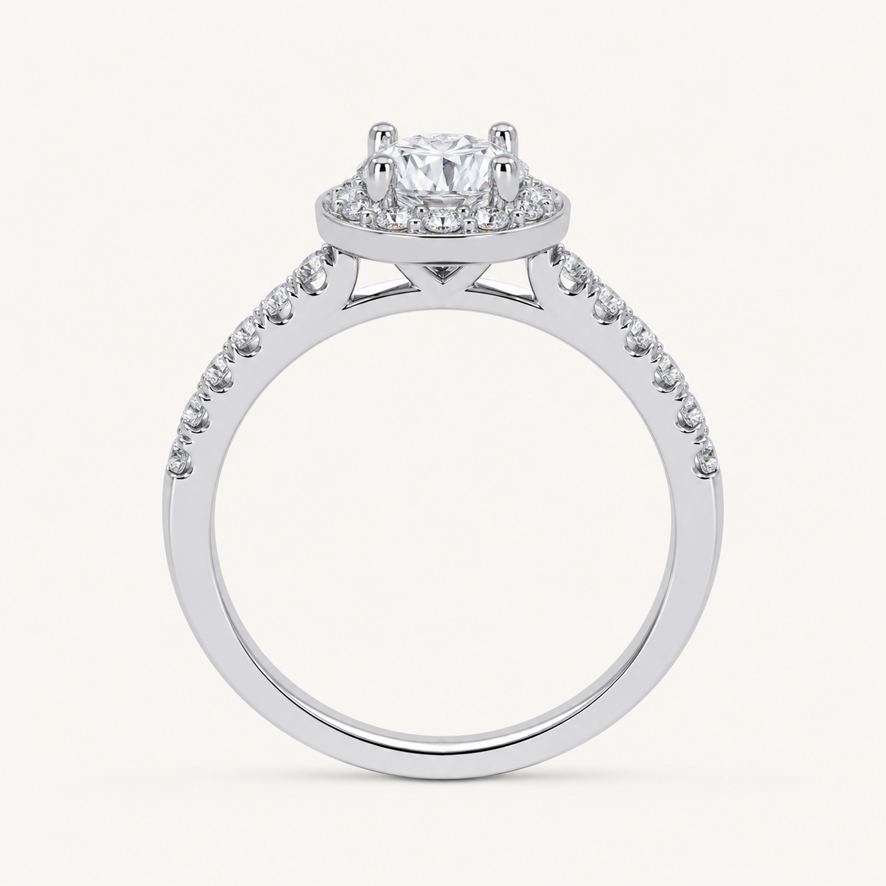 0.50 CT Round Cut Lab Grown Diamond Promise Halo Ring