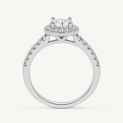 0.50 CT Round Cut Lab Grown Diamond Promise Halo Ring