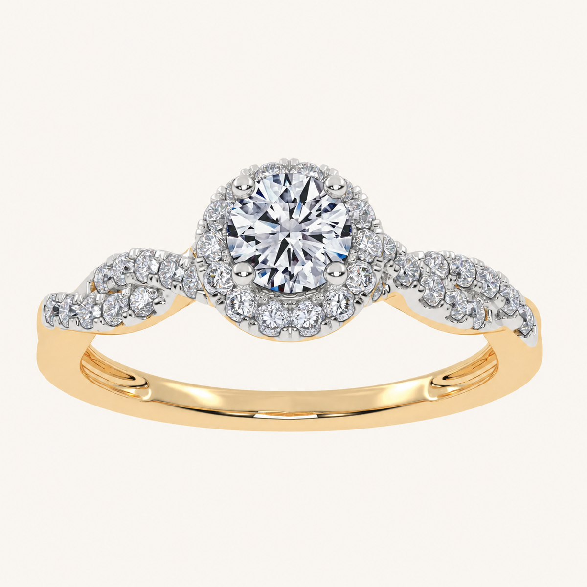 0.53 CT Round Cut Lab Grown Diamond Promise Halo Ring