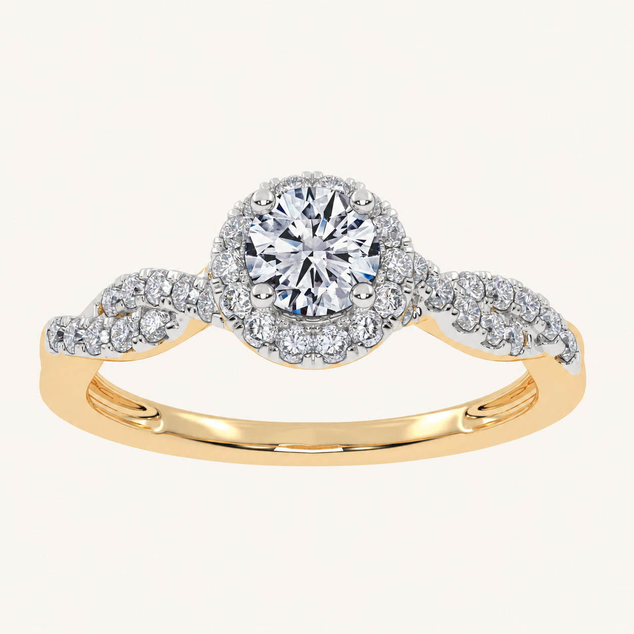 0.53 CT Round Cut Lab Grown Diamond Promise Halo Ring