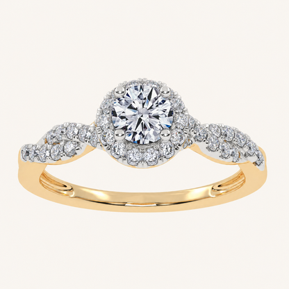 0.53 CT Round Cut Lab Grown Diamond Promise Halo Ring