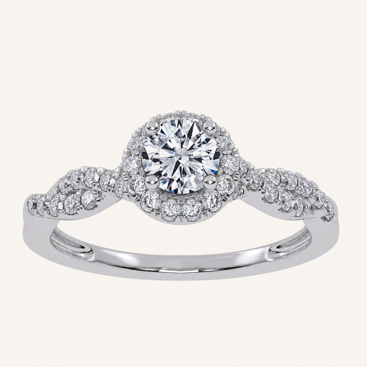 0.53 CT Round Cut Lab Grown Diamond Promise Halo Ring