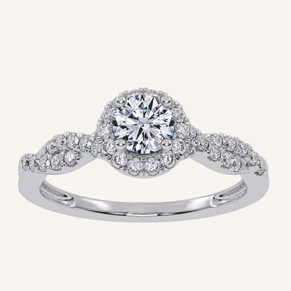 0.53 CT Round Cut Lab Grown Diamond Promise Halo Ring