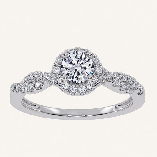 0.53 CT Round Cut Lab Grown Diamond Promise Halo Ring