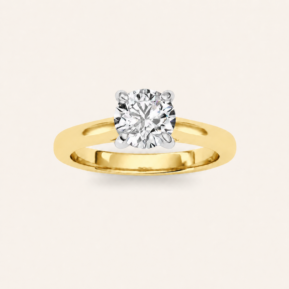 1CT Round Cut Lab Grown Diamond Classic Solitaire Engagement Ring