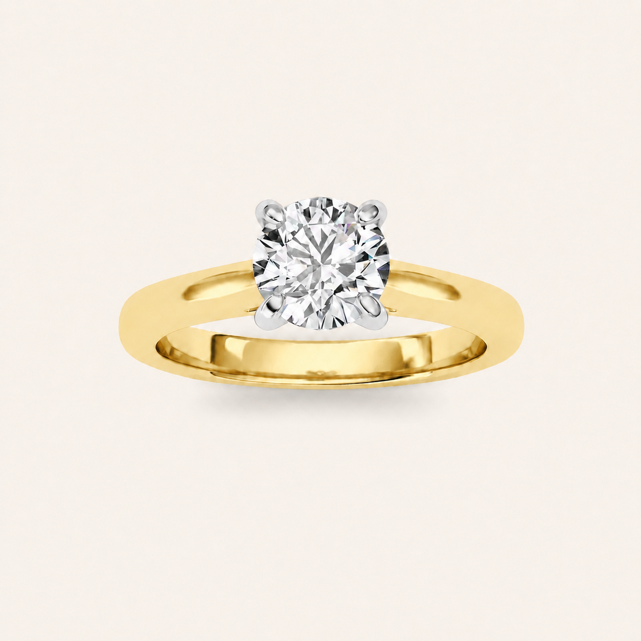 1CT Round Cut Lab Grown Diamond Classic Solitaire Engagement Ring