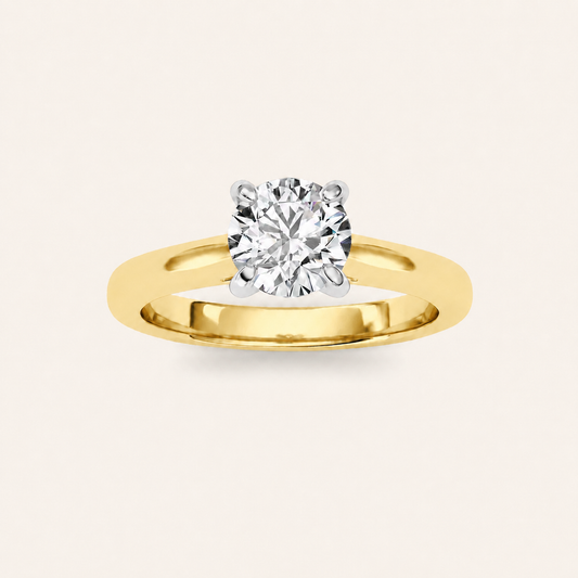 1CT Round Cut Lab Grown Diamond Classic Solitaire Engagement Ring