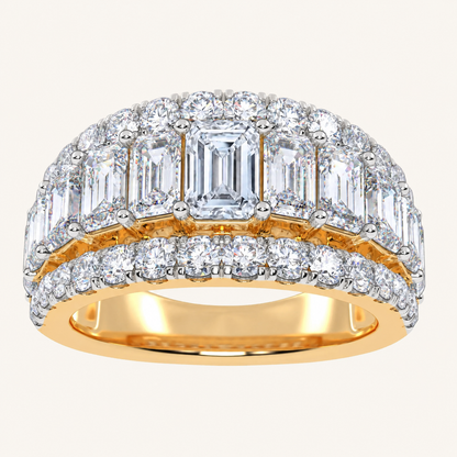 4.00 CT Emerald And Round Certified Lab Grown Diamond Men's Band