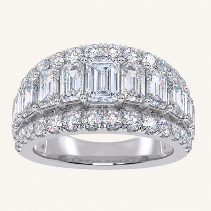 4.00 CT Emerald And Round Certified Lab Grown Diamond Men's Band
