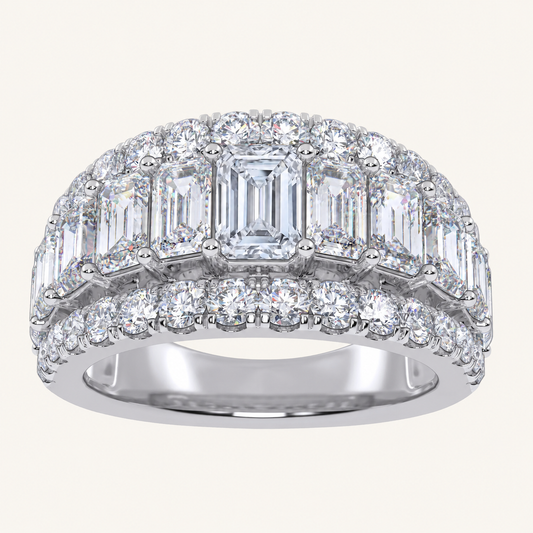 4.00 CT Emerald And Round Certified Lab Grown Diamond Men's Band