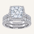 4.53 CT Princess Cut Certified Lab Grown Diamond Bridal Halo Set