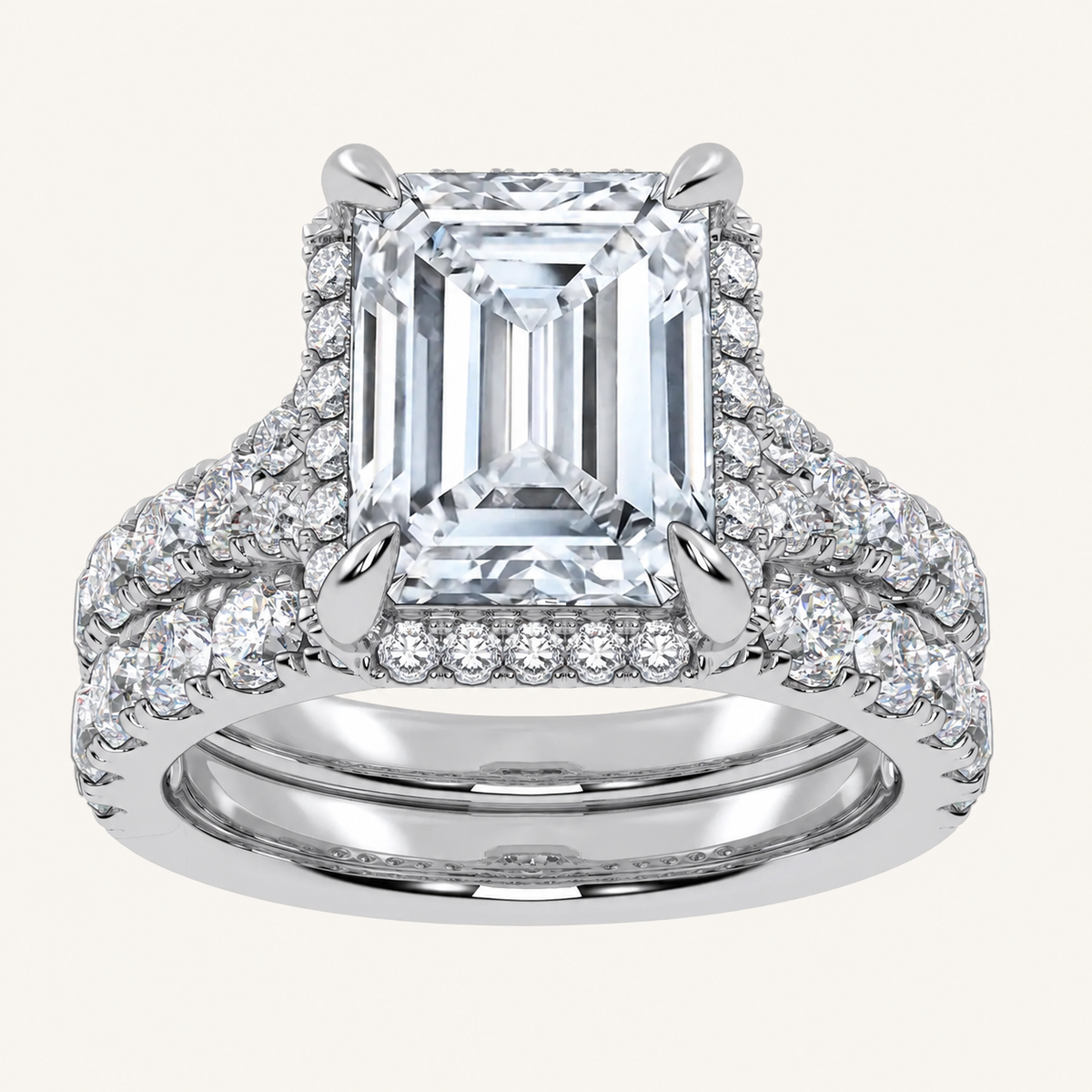 4.53 CT Emerald Certified Lab Grown Diamond Bridal Set