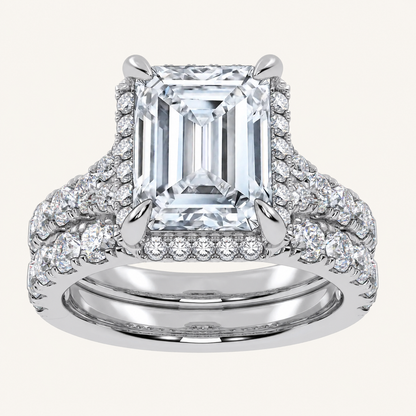 4.53 CT Emerald Certified Lab Grown Diamond Bridal Set