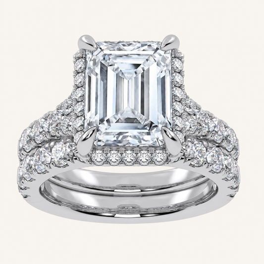 4.53 CT Emerald Certified Lab Grown Diamond Bridal Set