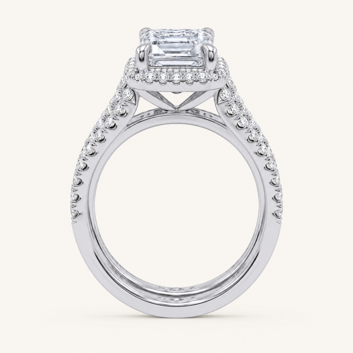 4.53 CT Emerald Certified Lab Grown Diamond Bridal Set