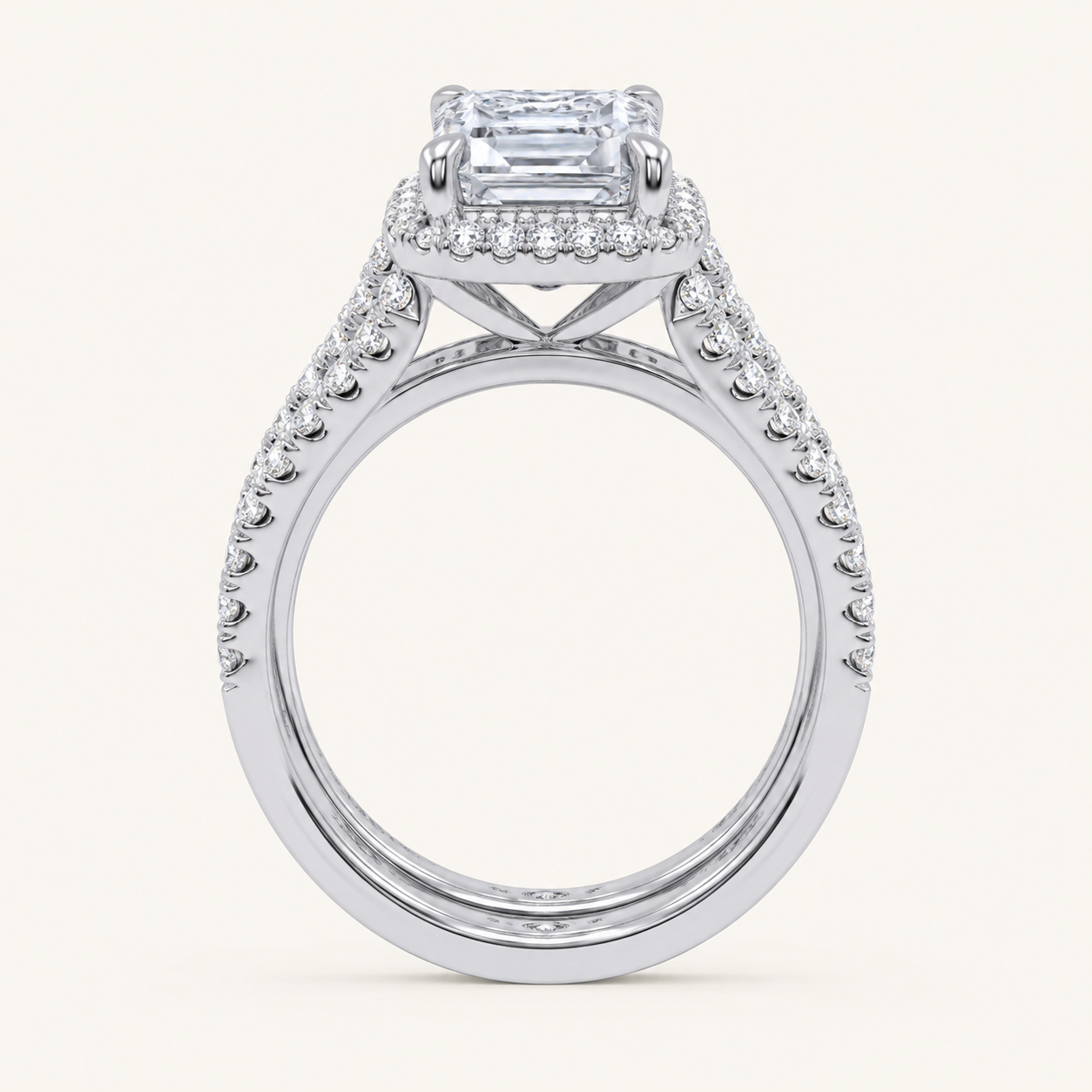 4.53 CT Emerald Certified Lab Grown Diamond Bridal Set