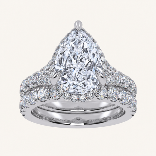 4.53 CT Pear Cut Certified Lab Grown Diamond Bridal Set