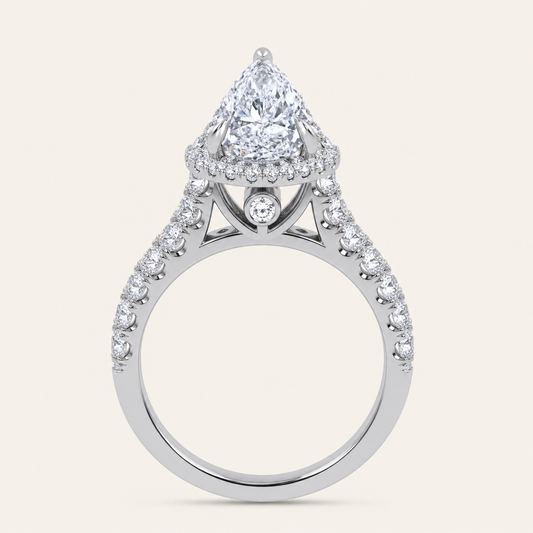 4.53 CT Pear Cut Certified Lab Grown Diamond Bridal Set