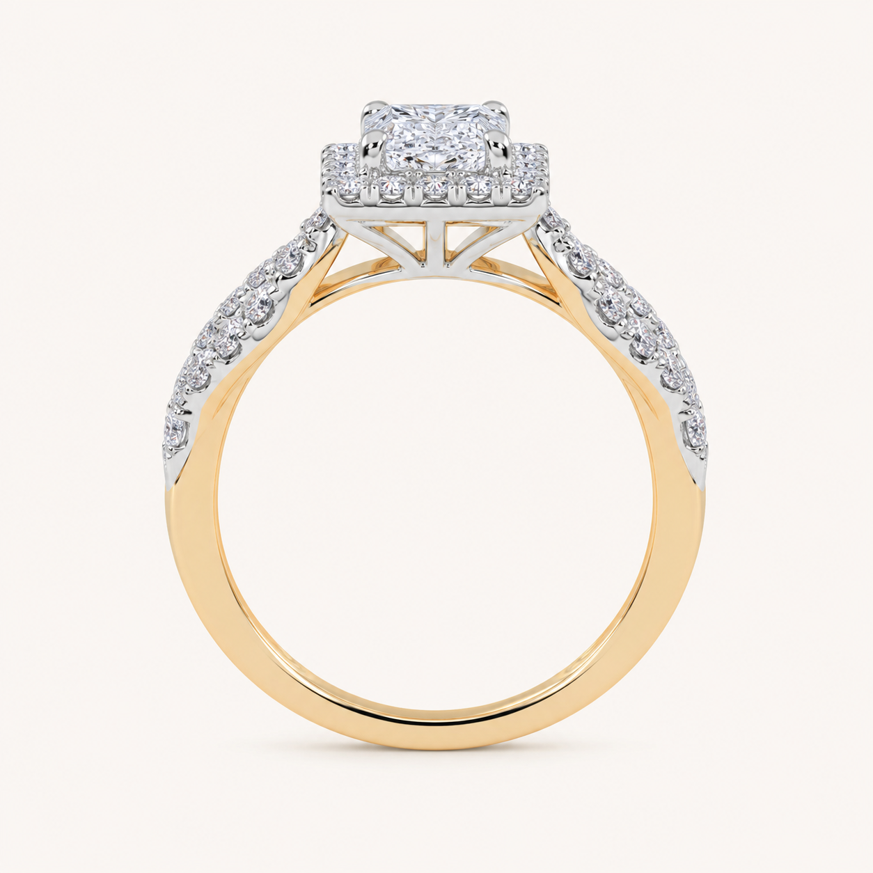 0.51CT Princess Cut Lab Grown Diamond Promise Halo Ring