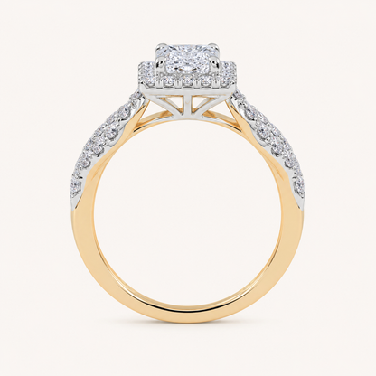 0.51CT Princess Cut Lab Grown Diamond Promise Halo Ring