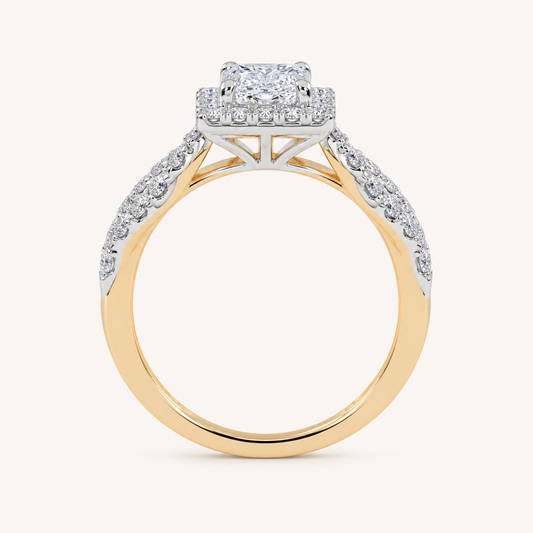 0.51CT Princess Cut Lab Grown Diamond Promise Halo Ring
