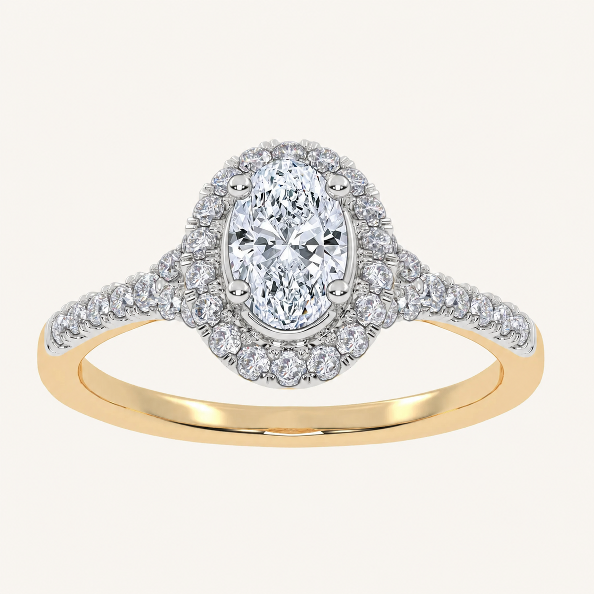 0.51CT Oval Cut Lab Grown Diamond Promise Halo Ring