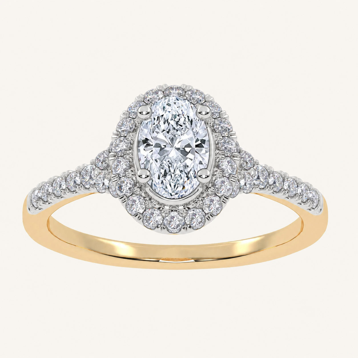 0.51CT Oval Cut Lab Grown Diamond Promise Halo Ring