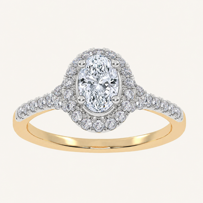 0.51CT Oval Cut Lab Grown Diamond Promise Halo Ring
