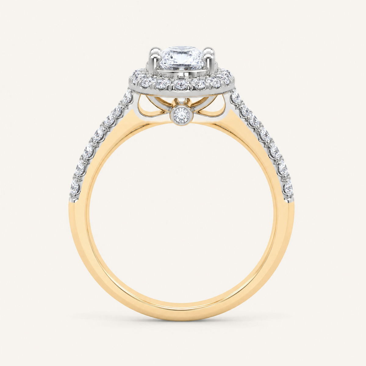 0.51CT Oval Cut Lab Grown Diamond Promise Halo Ring