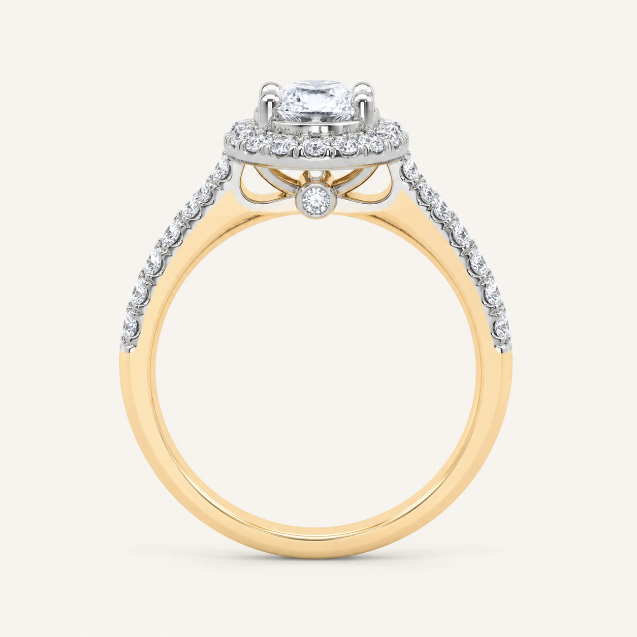 0.51CT Oval Cut Lab Grown Diamond Promise Halo Ring