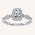 0.51CT Radiant Cut Lab Grown Diamond Promise Halo Ring